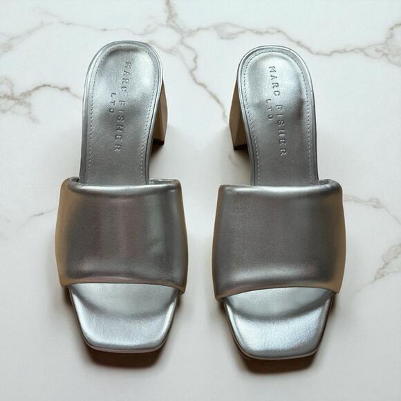 NIB Marc Fisher Women’s MI NOMBRA SILVER Slide Sandal Size 6M Ret. $150 - Picture 5 of 7